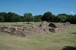 the large open space containing weoley castle's ruined stonework