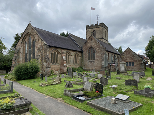 view of church and churchyard